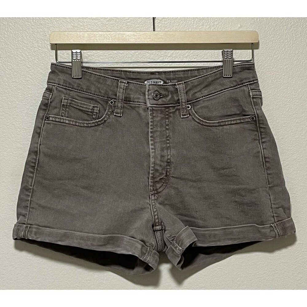 Old Navy Shorts Womens Size 4 Washed Brown Denim OG Short High Rise Rolled Hem